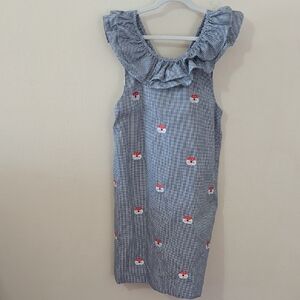 Smock Monkey Blue + White Gingham Embroidered Auburn Tigers Dress NEW Size 8